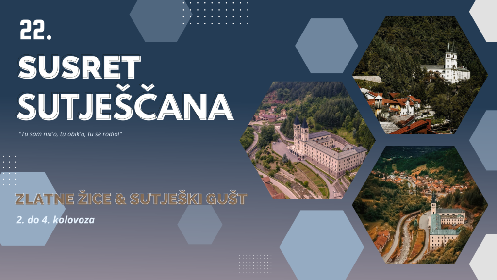 Najavni vizual 22. Susreta Sutješčana s fotografijama samostana i krajolika