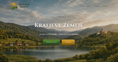 Naslovnica web-stranice udruge Kraljeve Zemlje s krajolikom uz jezero