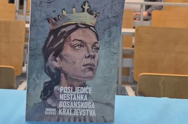 Naslovnica zbornika Posljedice nestanka Bosanskoga Kraljevstva s likom kraljice Katarine